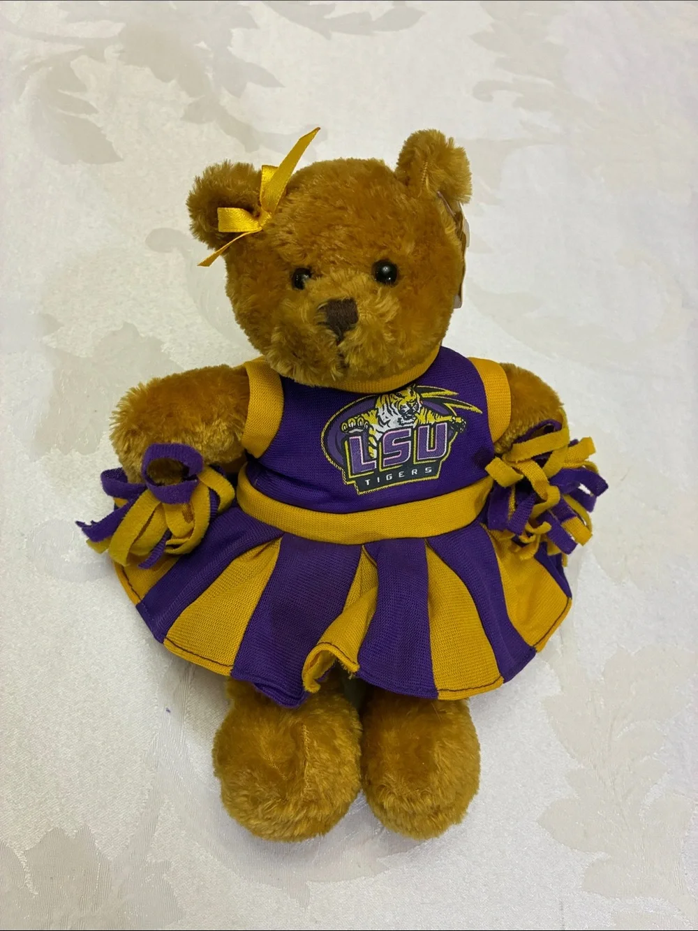 LSU Tigers Purple & Gold Cheerleader Bear Plush Bean Bag, Collegiate Licensed